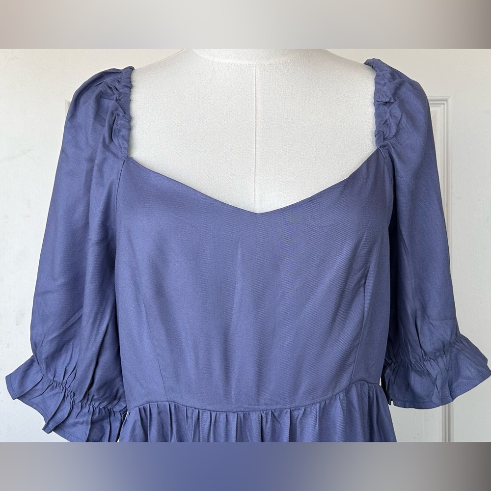 Beyond Words Tiered Puffed Sleeve Soft Queen Anne‎ Neckline Size Large - Picture 2 of 9